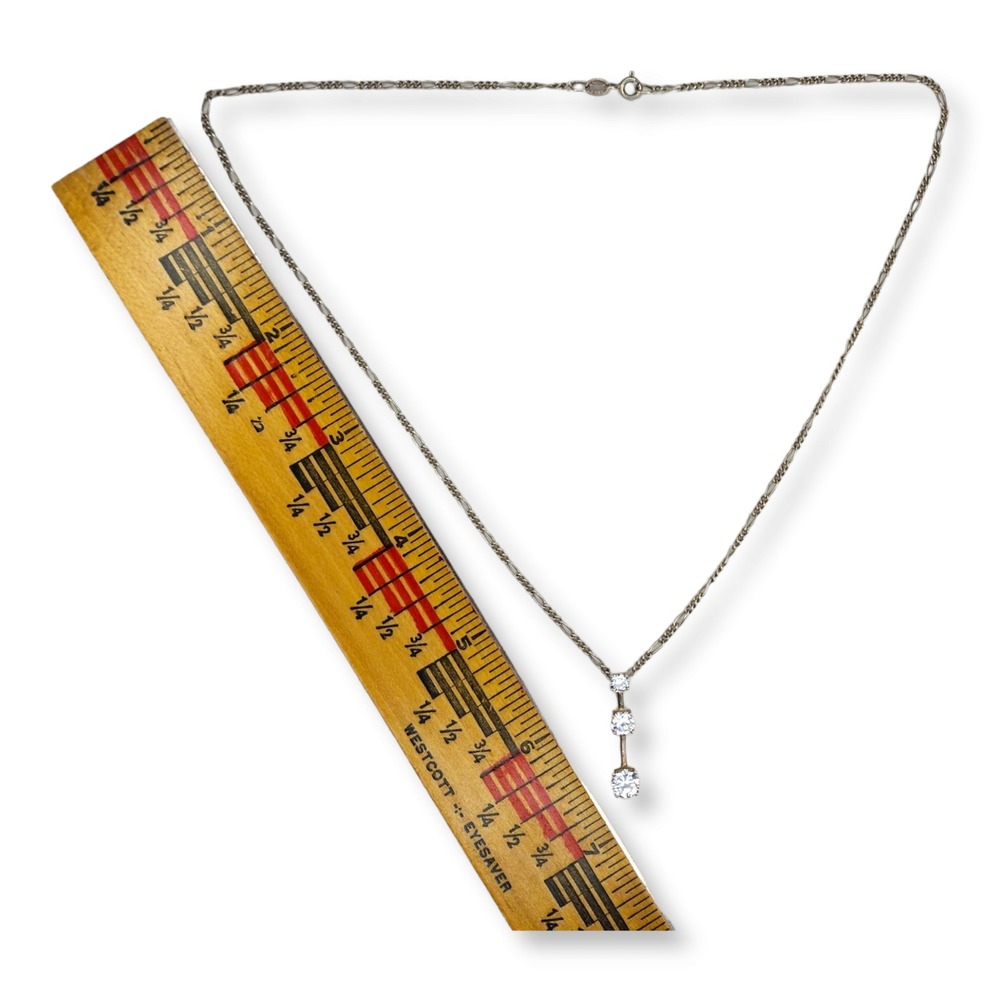 Unbranded Necklace Sterling‎ Silver 925 18in Silver CZ Three Stone Drop Pendant - Picture 7 of 9
